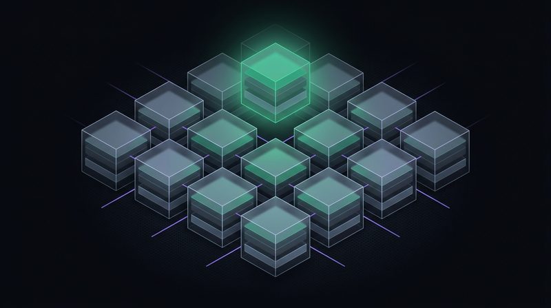 Abstract cover artwork for Docker and Containers: A Working Mental Model, a DevOps course
