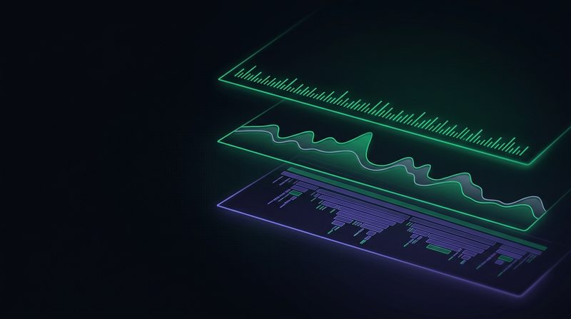 Abstract cover artwork for Observability: Logs, Metrics and Traces, a DevOps course
